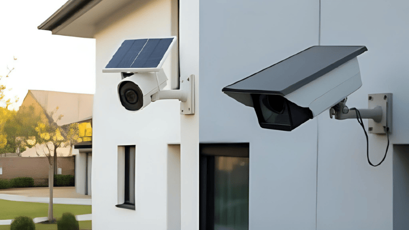 imagem de duas cameras solares em comparação.